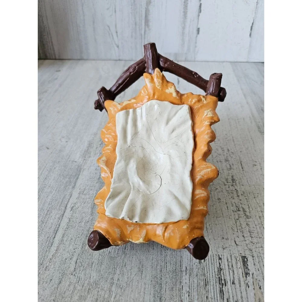 Vintage fontanini baby Jesus manger crib Nativity paper mache Xmas village